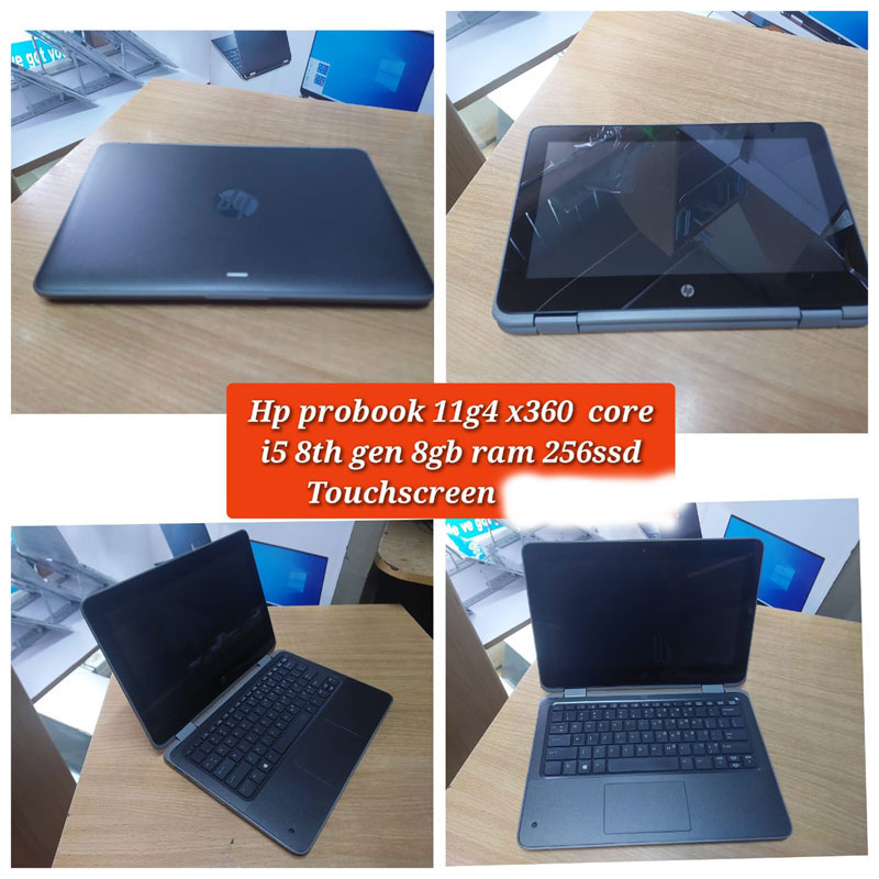 "HP ProBook 11 G4 x360 laptop featuring an 8th Gen Intel Core i5 processor, 8GB RAM, 256GB SSD storage, and a versatile 11.6-inch touchscreen .
