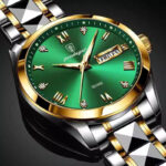 "Side view of Poedagar Quartz Watch highlighting the durable stainless steel case and crown details."