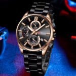 CURREN chronograph gents watch with black dial and stainless steel strap for stylish everyday wear