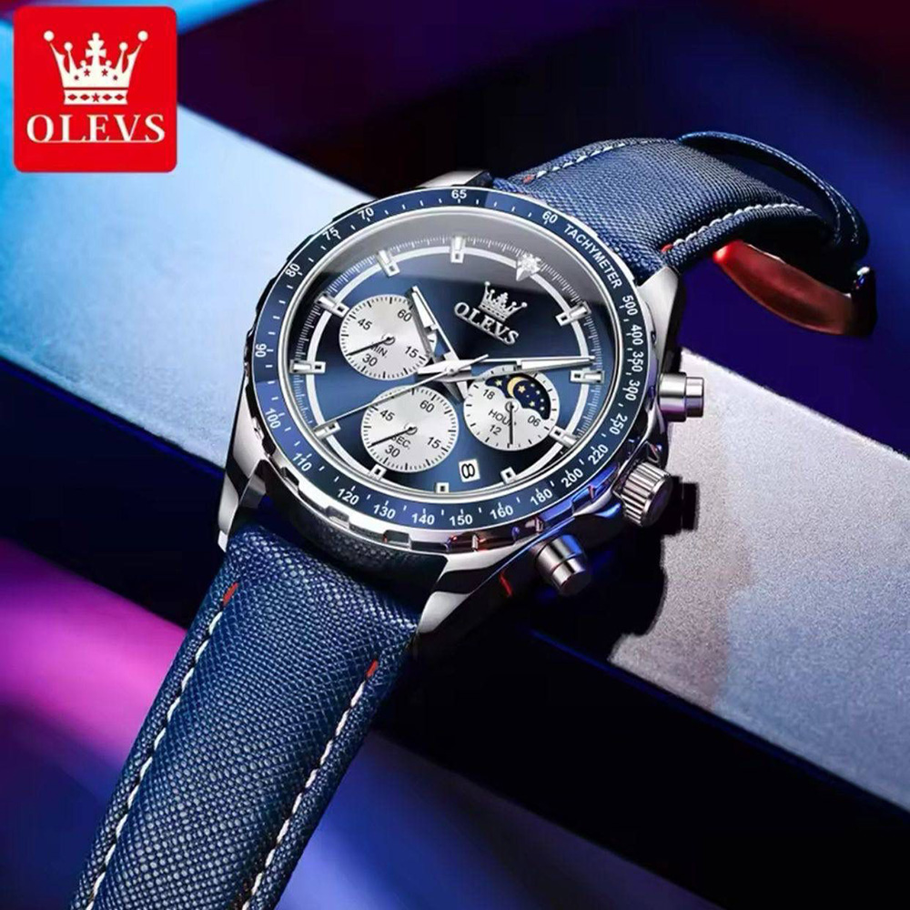 Stylish OLEVS 2945 gents wrist watch with black dial and premium stainless steel finish